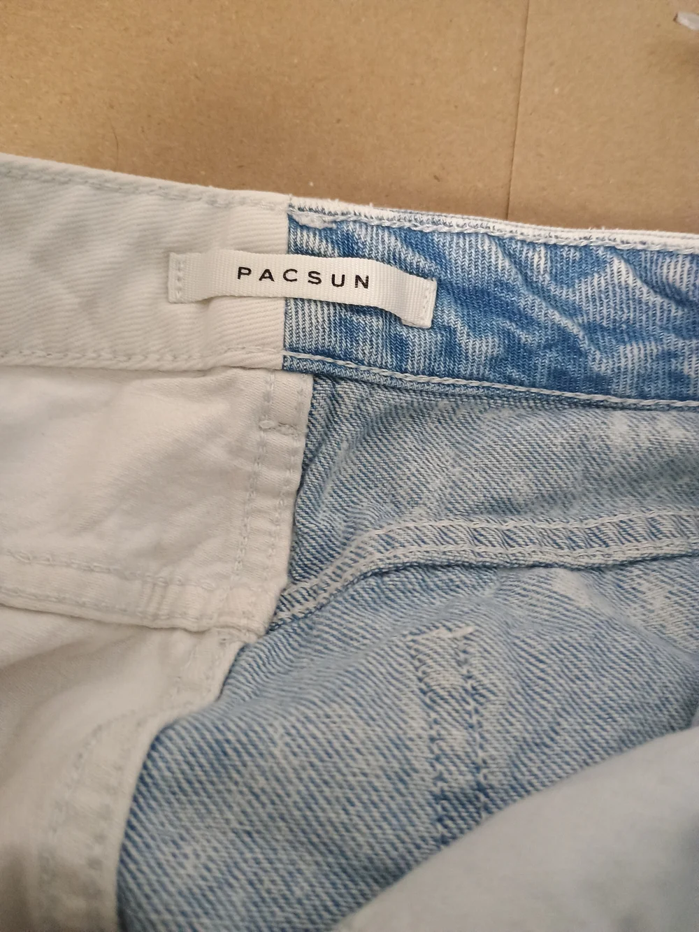 PacSun Color Block Denim Shorts Blue & White